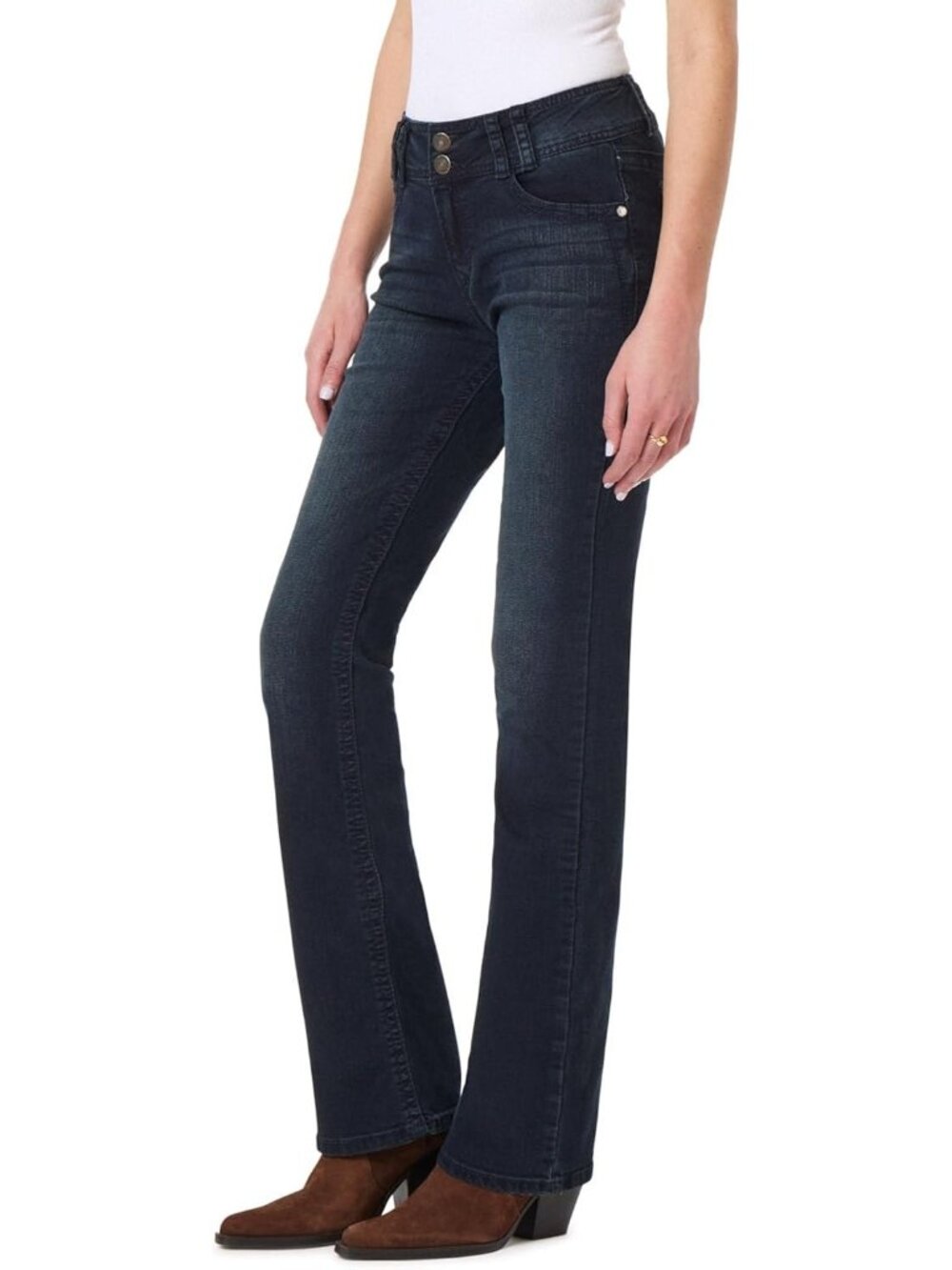 Women's Blackberry Mid Rise Stretch Denim Trendy Luscious Curvy Bootcut Jeans